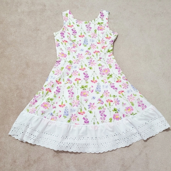 Vintage Victoria Holley dress 100% Cotton Size 10 lovely floral lace side zip - Picture 4 of 10